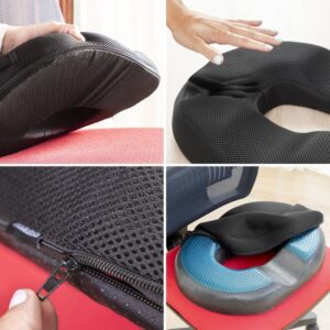 Détails du coussin Assise+ : housse zippée, mousse à mémoire de forme et base