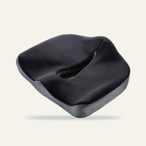 Coussin sciatique Assise+ noir à découpe en U, mousse à mémoire de forme