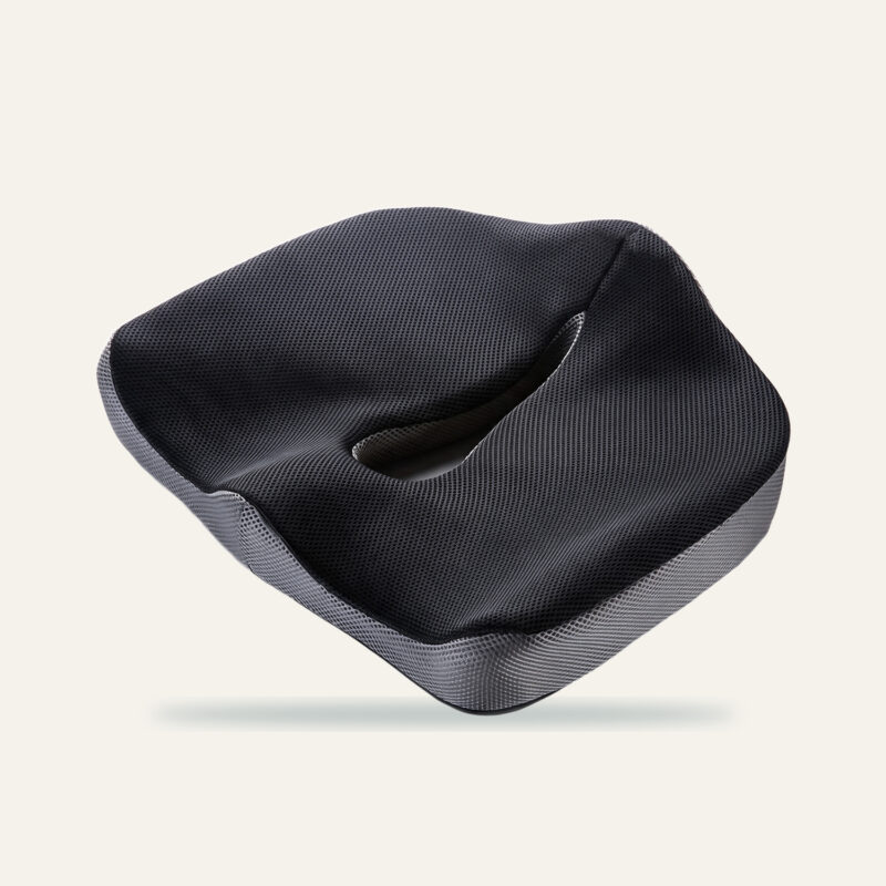 Coussin sciatique Assise+ noir à découpe en U, mousse à mémoire de forme