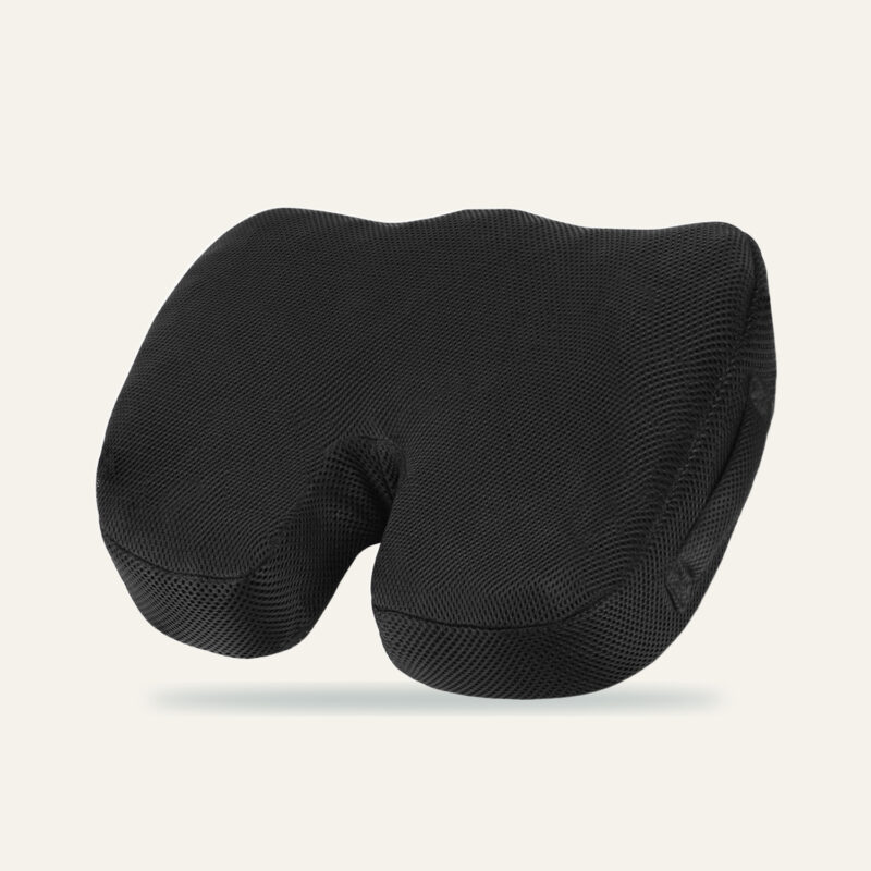 Coussin sciatique Assise+ noir à découpe en U, housse en maille
