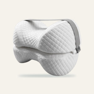 Coussin genoux pliable Sommeil+ blanc, housse matelassée et sangle à pressions