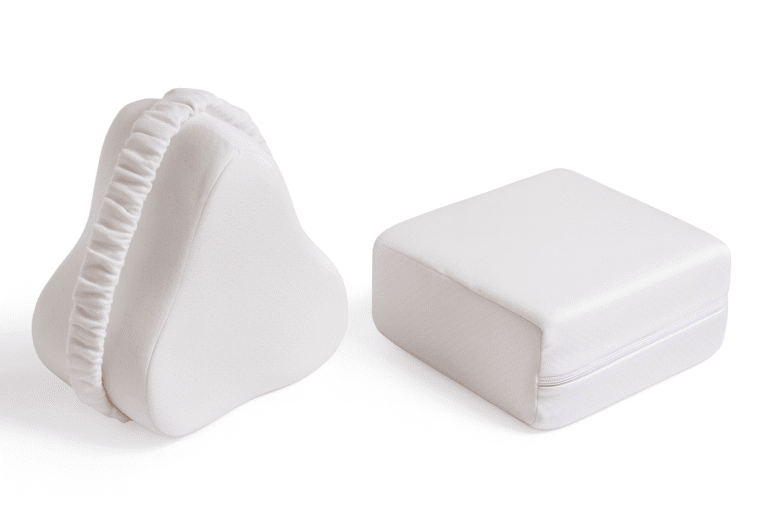 Les deux parties du coussin, section genoux et bloc zippé