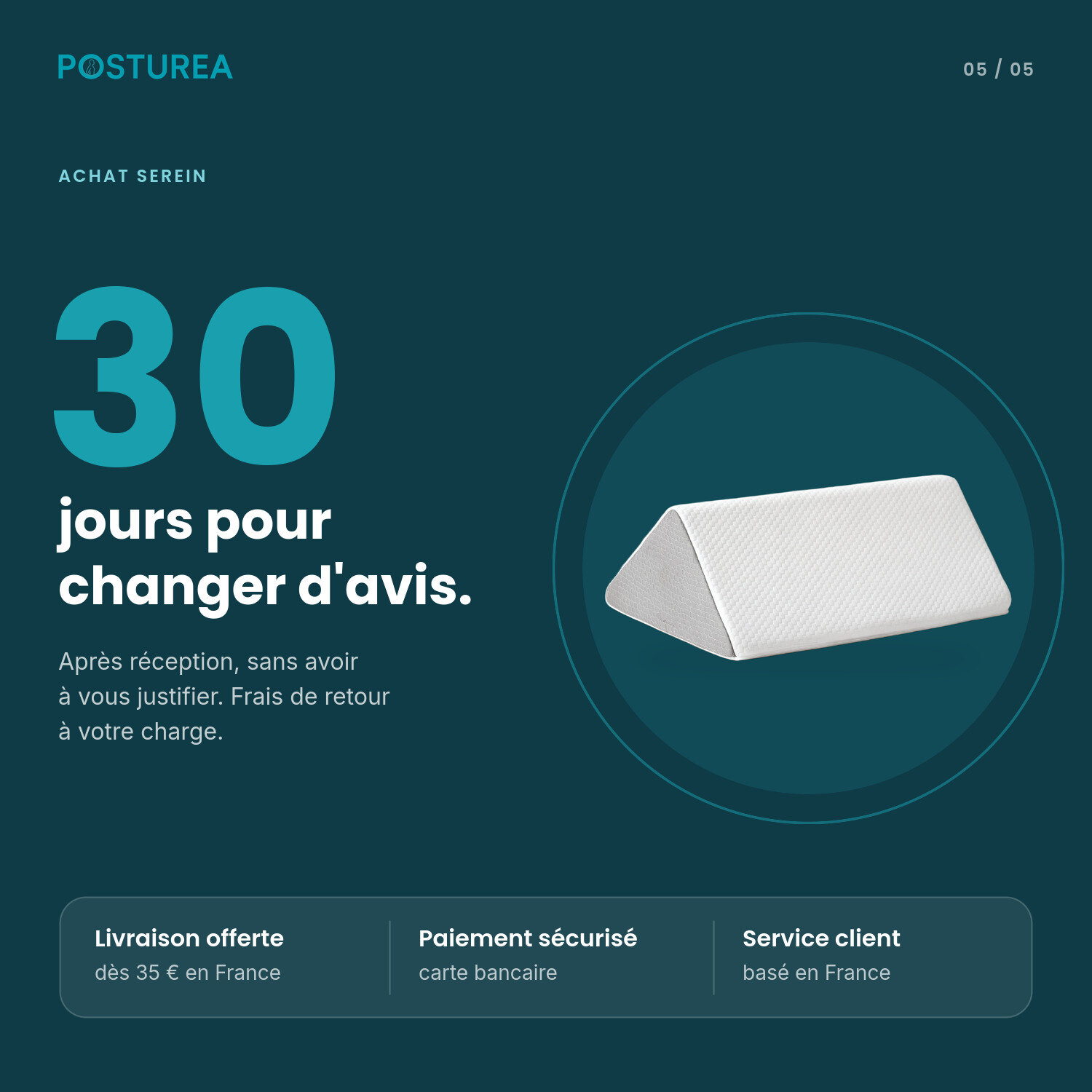 Coussin Jambes+ : retour sous 30 jours