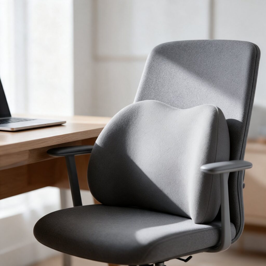 Coussin Lombaire+ contre le dossier d'une chaise de bureau