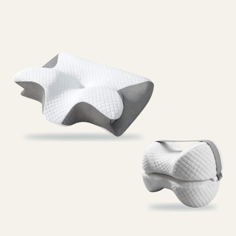 Pack Nuit : oreiller cervical Nuque+ et coussin genoux Sommeil+